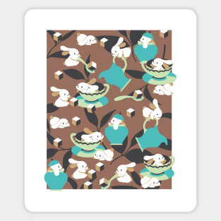 Rabbit Tea Party Art I Magnet